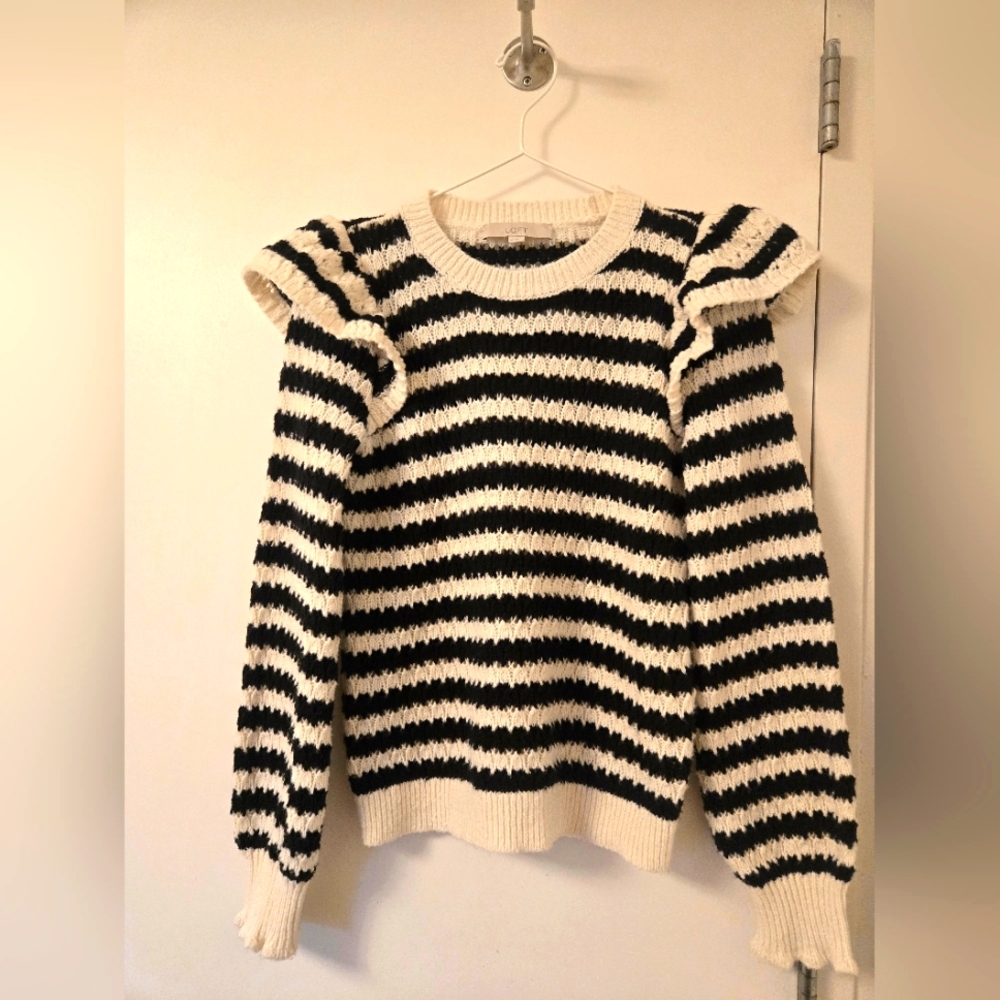 Loft Striped Black and White Sweater